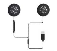 Sport USB C Earphones Wired Wind Protection | Dual Speakers, Crystal Clear Sound, Windproof, Skiing, Riding, Motorcycle, Black