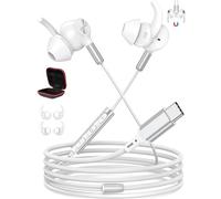Sport USB C Headphones, Wired Earbuds Anti-Slip Wingtips, Hands-Free Call, Type C Earphones Magnetic HiFi Stereo in-Ear Headset with Mic for Samsung A16 A56 A36 S25 S24 S23 i-Phone 16 Pixel 9 8a White