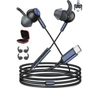 Sport USB C Headphones with Wingtips, Running Headphones Type C Earphones Magnetic HiFi Stereo in-Ear Headset with Mic for Samsung A16 A17 A56 A36 S25 S24 i-Phone 16 15 Pixel 9a 8 for Sports Gym Black