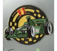 Sport Vehicle Football Pilot Racing Iron or Sew On Patch Motif Boy 9 Design 878D, 65 by 55 G109 Green F1 Racing Car