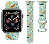 Sport Watch Band Compatible with Apple Watch Band 38mm 40mm 41mm Women, Soft Silicone Floral Print Sport Strap Replacement Wristbands for iWatch Series Ultra 9 8 7 6 5 4 3 2 1 SE - Cute Dog