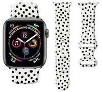 Sport Watch Band Compatible with Apple Watch Bands 38mm 40mm 41mm, Soft Silicone Floral Print Replacement Bands for iWatch Series Ultra 9 8 7 6 5 4 3 2 1 SE, Black Polka Dot Design, 38mm/40mm/41mm