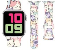 Sport Watch Bands Compatible with Apple Watch Band 38mm 40mm 41mm for Women Men, Adjustable Soft Silicone Replacement Smartwatch Wristband for iWatch Series 7 6 5 4 3 2 1 SE(cute cat)