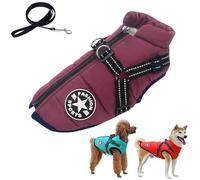 Sport - Waterproof Winter Jacket with Built-in Harness, Pawbibi Dog Jacket with Harness, Windproof Reflective Cozy Warm Adjustable Snow Equafleece Dog Coats with Zipper(Purple,2XL)