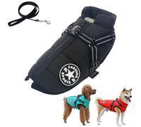 Sport - Waterproof Winter Jacket with Built-in Harness, Pawbibi Dog Jacket with Harness, Windproof Reflective Cozy Warm Adjustable Snow Equafleece Dog Coats with Zipper(Black,3XL)