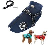 Sport - Waterproof Winter Jacket with Built-in Harness, Pawbibi Dog Jacket with Harness, Windproof Reflective Cozy Warm Adjustable Snow Equafleece Dog Coats with Zipper(Blue,3XL)