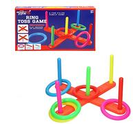 Sport Zone Ring Toss Game Set, Indoor & Outdoor Family Game, Ages 3+, 5 Rings, 5 Poles, 2 Base Sections