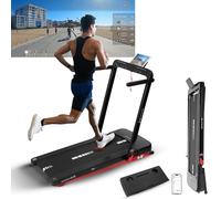 Sport24 Home Folding Treadmill, 1-16km/h 5 in 1 Foldable, Auto-Incline Running Machine, 120kg Limit, Bottle Holder, Apps, Speaker, Work Tray, Handle, LED Display, 4.5HP Quiet Motor