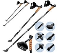 SPORTANA® Set of 2 Telescopic Trekking Poles | 5 Attachments | Hiking Gear | Multi Surface | Cork Handles | Anti-Shock Suspension | Nordic Hill Walking Sticks | Grey