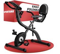 SPORTANA® Eagle 3 Foldable Exercise Bike | 2x Exercise Band | Adjustable Resistance Home Gym Equipment 10 Levels Pilates Equipment Static Electric Bike Battery Operated LCD Display | Home Gym Workouts