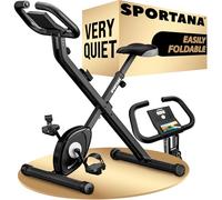 SPORTANA® Eagle Foldable Exercise Bike | 2x Exercise Band | Adjustable Resistance Home Gym Equipment 10 Levels Pilates Equipment Static Electric Bike Battery Operated LCD Display | Home Gym Workouts