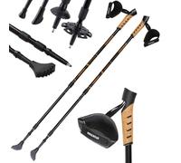 SPORTANA® Telescopic Trekking Pole | 5 Attachments | Hiking Gear | Multi Surface | Cork Handles | Anti-Shock Suspension | Nordic Hill Walking Stick | Orange