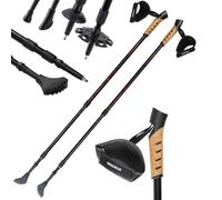 SPORTANA® Telescopic Trekking Pole | 5 Attachments | Hiking Gear | Multi Surface | Cork Handles | Anti-Shock Suspension | Nordic Hill Walking Stick | Red