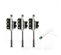 SPORTARC 00 Gauge Traffic Lights, H0 Model Railway Signals, 3 Pcs LED Pedestrian Lights with Controller, Metal Plastic, for Rail Building Layout