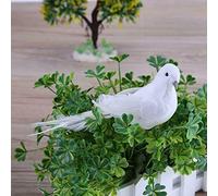 SPORTARC 2Pcs Decorative Fake Doves Pigeon Artificial Foam Feather White Birds With Magnet, Craft Bird For Home Ornaments,Wedding Decor