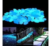 SPORTARC 50PCS Glow In The Dark Pebbles Luminous Stones Garden Walkaway Aquarium Fish Tank, BLUE