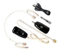 SPORTARC Invisible UHF Headset Mini Earphones, UHF Head-mounted Wireless Microphone Transmitter Receiver for Speaker, Amp lifier, Mixer