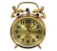 SPORTARC Retro Alarm Clock, Old Fashioned Bedside Twin Bell Mechanical Wind Up Vintage Gold Metal Snooze Table Clock, 7cm