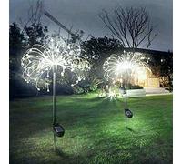 SPORTARC Solar Firework Lights, LED Solar Garden Lights, Solar for STARBURST Lights, Outdoor Waterproof Solar Dandelion Lights for Pathway Lawn Party Decorations, White