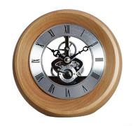 SPORTARC Stylish Skeleton Table Clock With Translucent Gears And Black Roman Numerals(Wood color(silver))