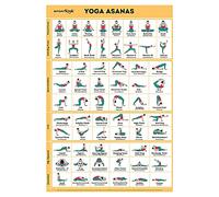 SPORTAXIS Yoga Poses Poster- 64 Yoga Asanas For Full Body Workout- Laminated Home Workout Poster With Colored Illustrations - English And Sanskrit Names