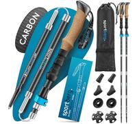 Sportberg Folding Carbon Hiking Poles - Lightweight Telescopic Walking Poles with Cork Handle, Height Adjustable for Maximum Grip for Hiking & Outdoor Adventures, Trekking Poles