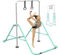 SportBob Gymnastics Bar, Adjustable Height Folding Horizontal Bar with Gymnastic Rings for Home Boys Girls Gymnastics Equipment Juniors Gymnastic Training Bar