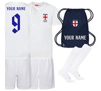 Sportees Personalised England Girls Football Kit Lionesses England Cup Style Football Bundle for Girls England Shirt, Shorts, Socks & Bag Jersey Playwear for 3 to 13 Year Old Kids - 5/6 Years