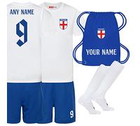 Sportees Personalised England Girls Football Kit Lionesses England Cup Style Football Bundle Girl England Shirt, Shorts, Socks & Bag Playwear - 7/8 Years