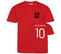 Sportees Personalised Unisex Kids Devils Manchester Football T-Shirt - Red & Black Fantasy Jersey, for Utd Fans - Red 3/4 Years