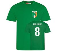 Sportees Personalised Unisex Kids Ireland Style Football T-Shirt - Green Home Jersey Tee - 5/6 Years