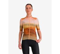 Sportful Flow SuperGiara women's short sleeve jersey in brown, orange, and white. - L