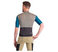Sportful Supergiara Logo Short Sleeve Jersey Grey XL Men XL Gun Metal / Teal Blue