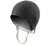 Sporti Bubble Swim Cap with Chin Strap (Black)