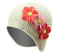 Sporti Floral Bubble Swim Cap - White/Pink/Yellow/Red