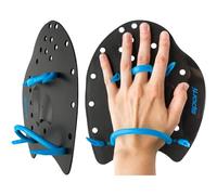 Sporti Power Swim Paddles - Swimming Training Hand Paddles - Adjustable Straps - Lap Swimming Gear (Large, Black)