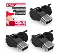 SPORTIC Whistle，3 Pack Durable Plastic Whistles with Lanyards - Loud Crisp Sound for Coaches, Referees, Training, Emergencies, and Outdoor Activities