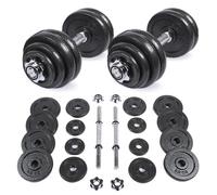 SPORTINATOR® "Machine" Dumbbell Set 20 kg with Case - Effective Full Body Workout at Home or on the Go High Quality Cast Iron and Alloy Steel for Maximum Durability (30 kg)