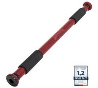 SPORTINATOR® Pull-up bar for clamping in the door frame, for your home gym. Length 60-102 cm, compact, safe and quick without drilling, load capacity up to 150 kg (dark red)