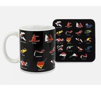 Sporting Profiles F1 Racing Circuit Tracks Collage Ceramic Coffee Mug with Matching Coaster - Grand Prix Gift Set