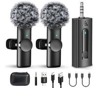 SPORTKEE Dual Wireless Lavalier Microphone for Camera/iPhone/Android Phone/Laptop/Computer, Professional Plug-Play Lapel Microphone for Video Recording, Interview, Vlogging