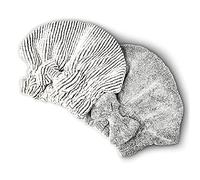 SportMore Microfiber Hair Towel Wrap, Soft Absorbent & Quick Drying Cap Set for Curly Thick Hair, Women & Girls - 2 Pcs (Stripe & Gray)