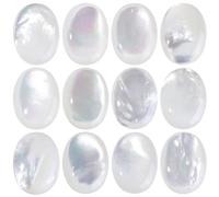 Sportmusies 10pcs Oval Shaped White Shell Flat Back Cabochon for Jewelry Making DIY Art Crafts, 12x10 mm