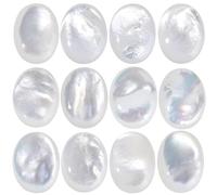 Sportmusies 10pcs Oval Shaped White Shell Flat Back Cabochon for Jewelry Making DIY Art Crafts, 14x10 mm