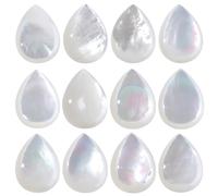 Sportmusies 10pcs Teardrop Shaped White Shell Flat Back Cabochon for Jewelry Making DIY Art Crafts, 12x8 mm