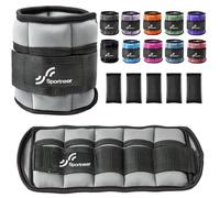 Sportneer Adjustable Ankle Weights Set, 0.45kg - 2.25kg Each, 0.9kg - 4.5kg a Pair, One Size Fits All, Light Gray, Neoprene, Classic Style, Ankle Weights