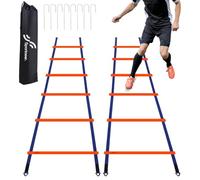 Sportneer Agility Ladder Speed Training Set - 12 Rungs 20ft Detachable Exercise Ladders in 2pcs (6 rungs each) with Ground Stakes for Soccer Football Footwork Training - Ladder with Carry Bag