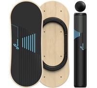 Sportneer Balance Board, 7 Modes Wobble Board, Indoor Board, Skateboard, Surf Balance Board with Adjustable Stoppers - Balance Board Wooden - Scooter and 2.8" Ball Included