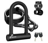 Sportneer Bike Lock: 17mm Heavy Duty Bike D Lock with 5Ft/1.2M High Security Steel Cable&Sturdy Mounting Bracket&Key Anti Theft Bicycle Locks for Road