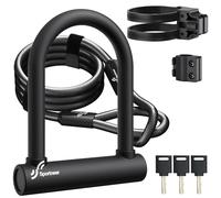 Sportneer Bike Lock, 18mm Heavy Duty Bike U Lock Plus Size with 6Ft/1.8M High Security Steel Cable&Adjustable Mounting Bracket&Key Anti Theft Secure Locks for Bikes, 6 x 4 in